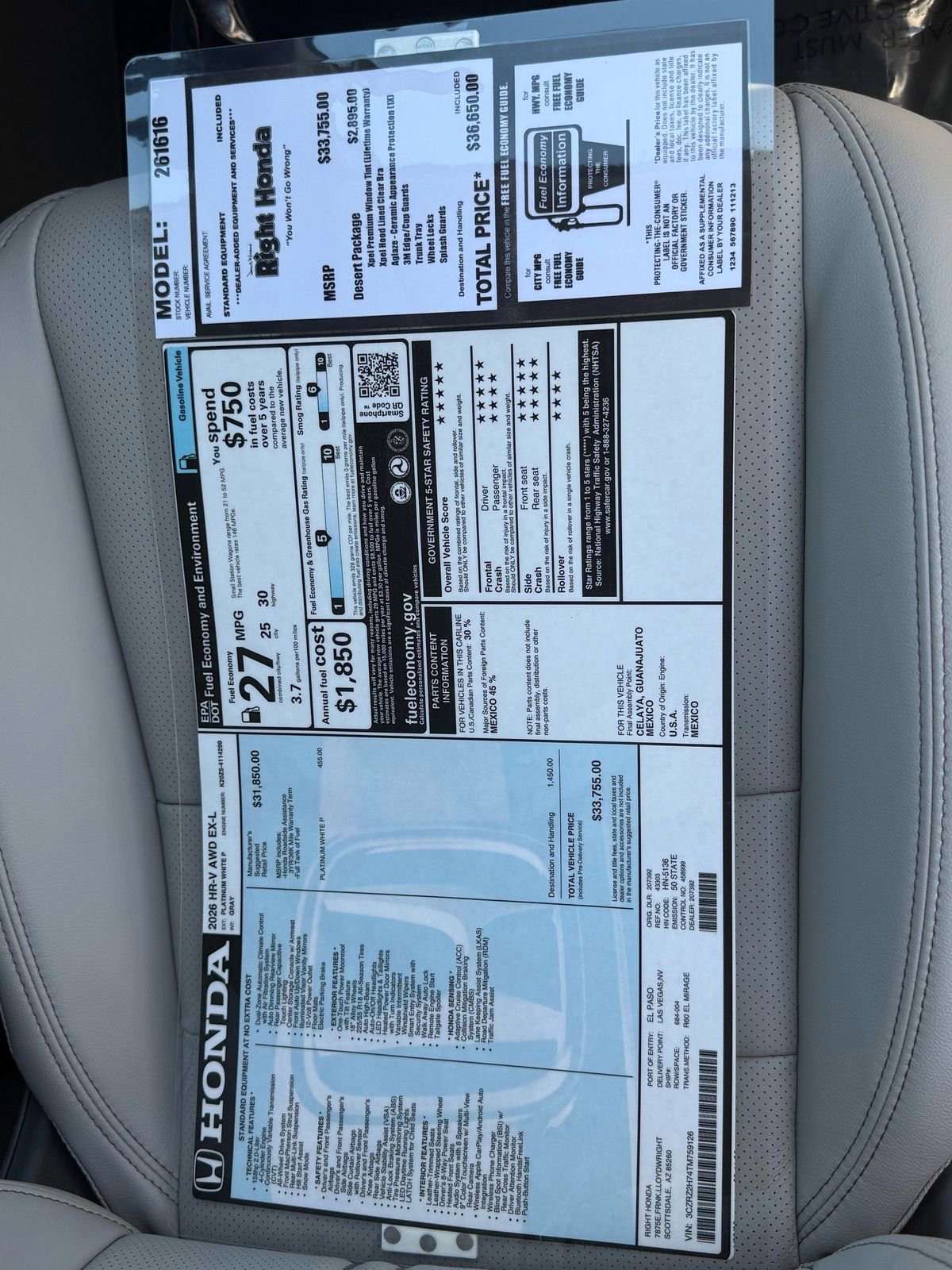 New 2026 Honda HR-V EX-L image 32