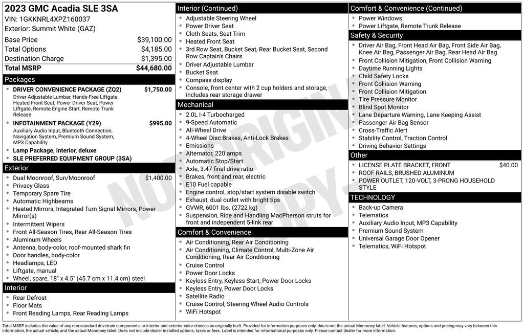 Used 2023 GMC Acadia SLE w/ Driver Convenience Package AWD/4WD image 9