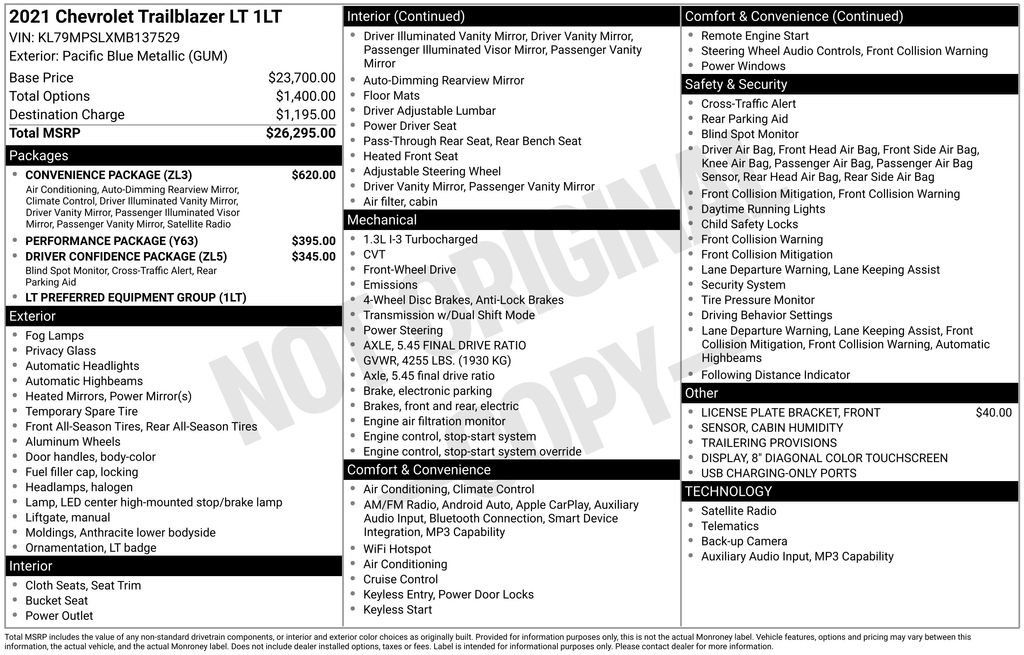 Used 2021 Chevrolet TrailBlazer LT w/ Convenience Package FWD image 5
