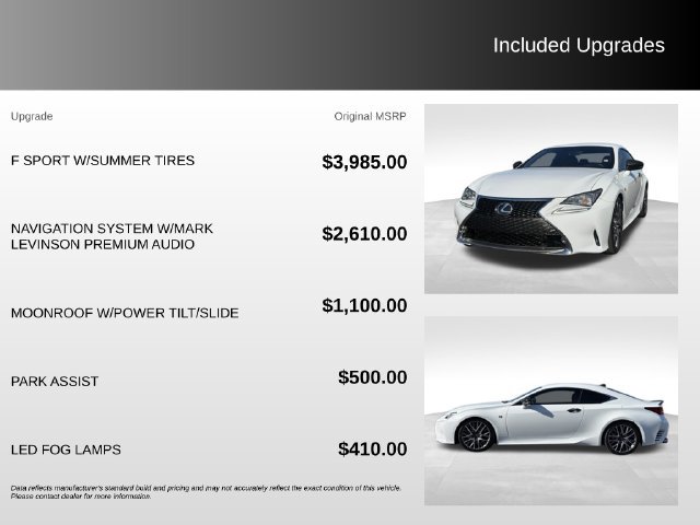 Used 2015 Lexus RC 350 w/ F Sport w/Summer Tires RWD image 9
