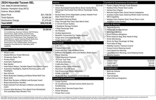 Certified 2024 Hyundai Tucson SEL w/ Convenience Package image 10