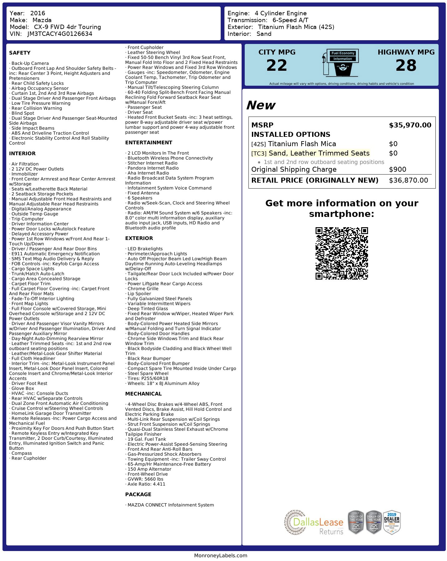 Used 2016 MAZDA CX-9 Touring image 3