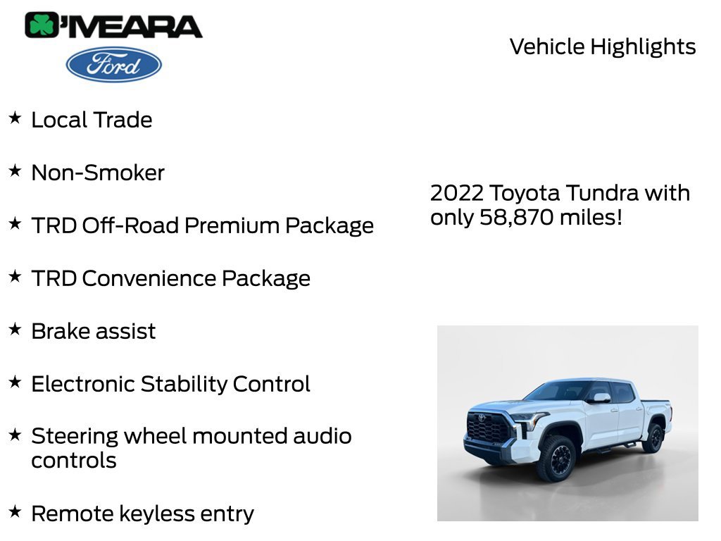 Used 2022 Toyota Tundra SR5 w/ TRD Off-Road Premium Package AWD/4WD image 8