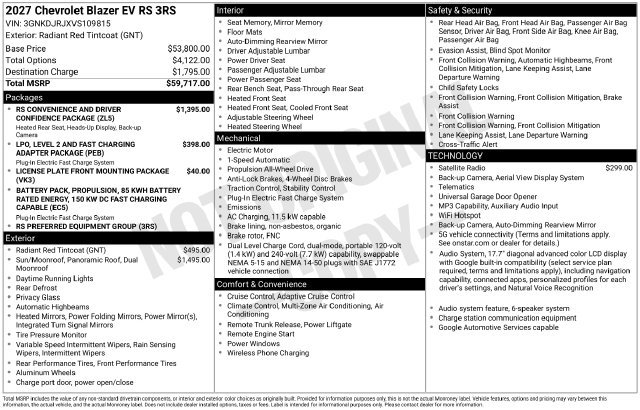 New 2027 Chevrolet Blazer EV RS AWD/4WD image 4