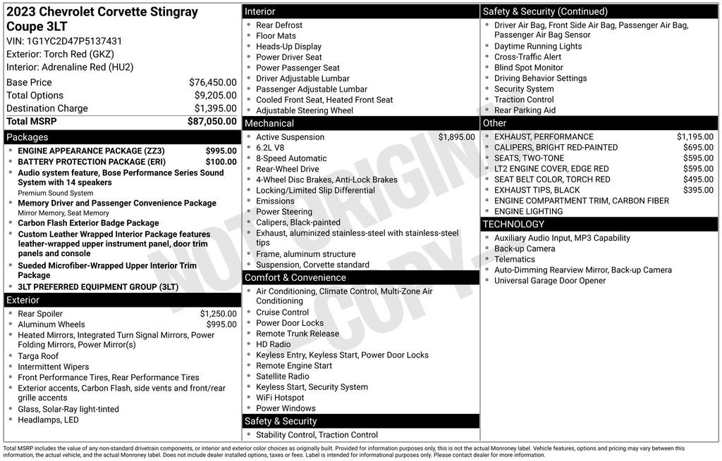 Used 2023 Chevrolet Corvette Stingray Premium Cpe w/ Engine Appearance Package image 28