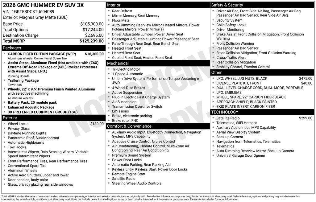 New 2026 GMC Hummer EV 3X w/ Carbon Fiber Edition Package AWD/4WD image 47