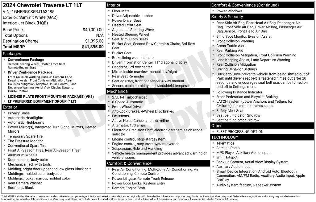 Certified 2024 Chevrolet Traverse LT FWD image 36