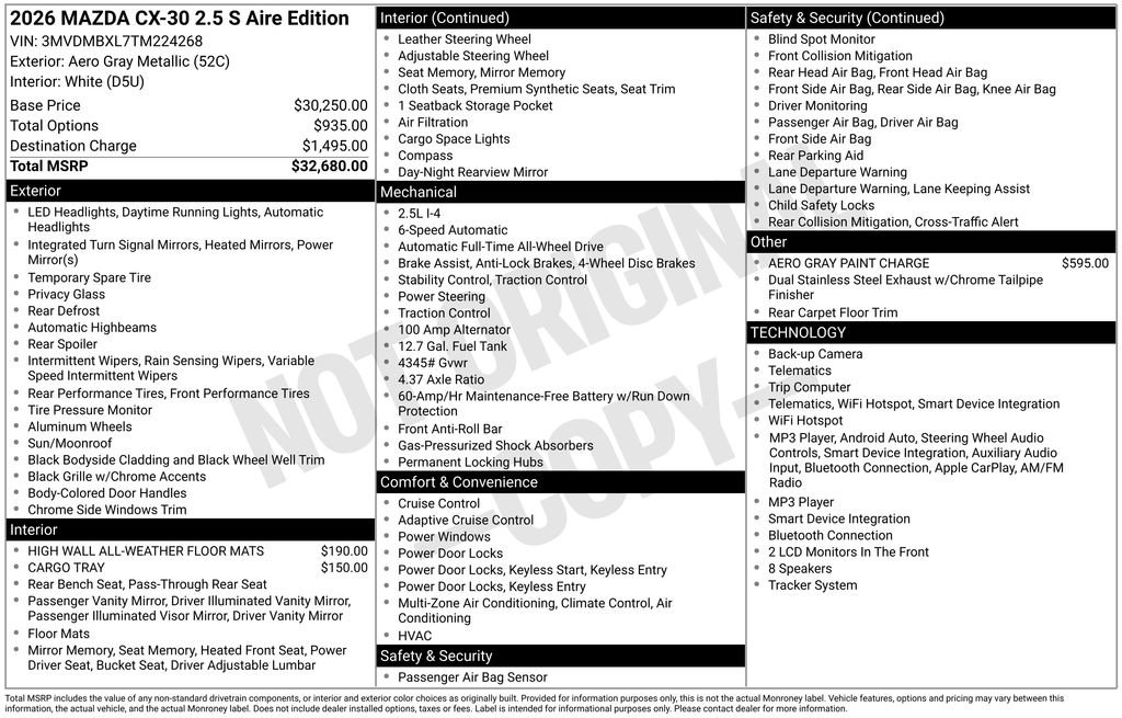 New 2026 MAZDA CX-30 Aire Edition AWD/4WD image 7