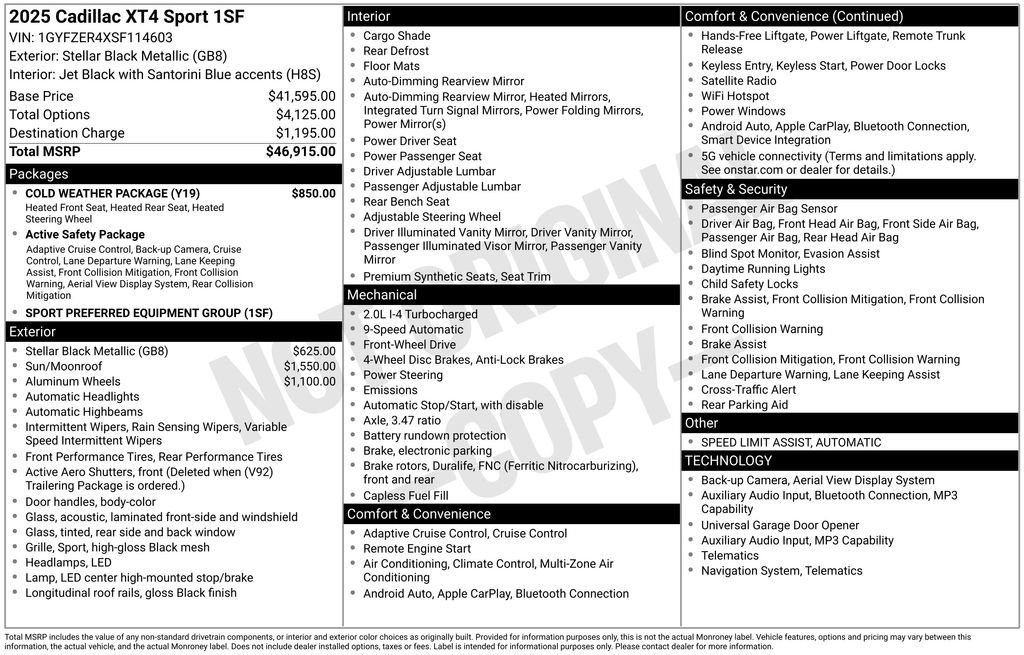 Used 2025 Cadillac XT4 Sport w/ Cold Weather Package image 65