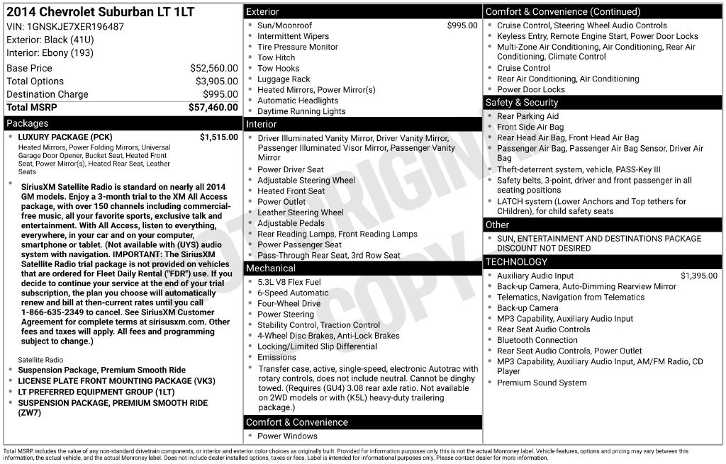 Used 2014 Chevrolet Suburban LT w/ Luxury Package AWD/4WD image 2