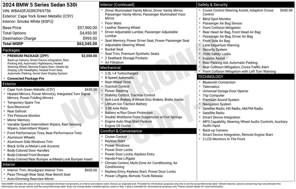 Used 2024 BMW 530i w/ Premium Package