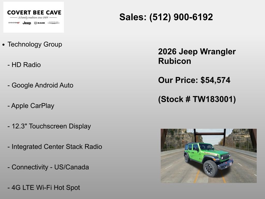 New 2026 Jeep Wrangler Unlimited Rubicon w/ Safety Group AWD/4WD image 12