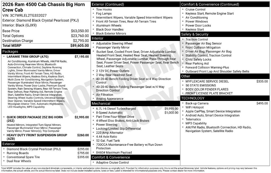New 2026 RAM 4500 4x4 Crew Cab DRW w/ Laramie Trim Package image 20