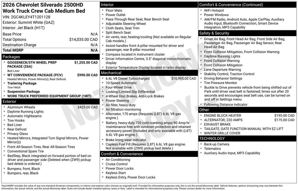 New 2026 Chevrolet Silverado 2500 W/T AWD/4WD image 10