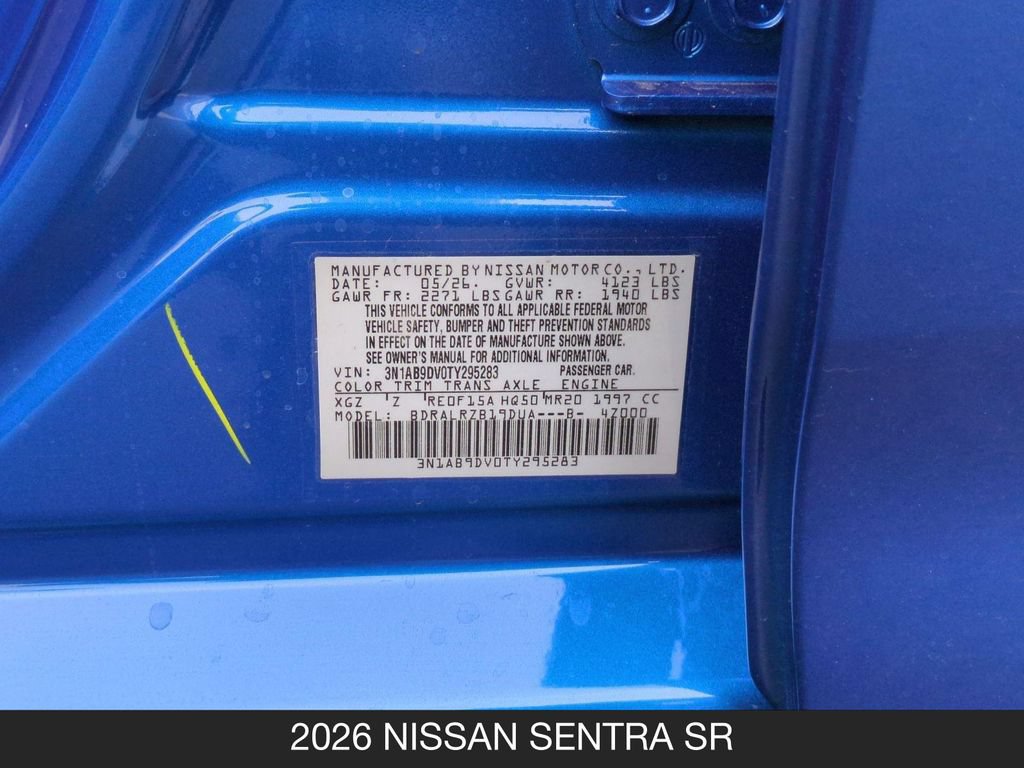 New 2026 Nissan Sentra SR w/ Floor Mat Package FWD image 25