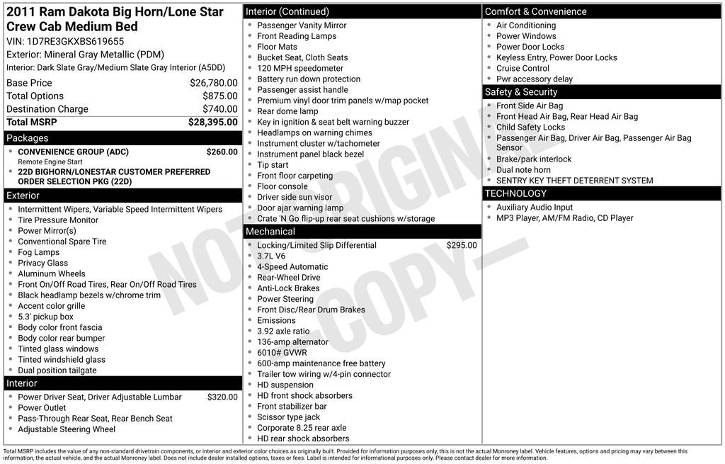 Used 2011 Dodge Dakota Big Horn w/ Convenience Group RWD image 12