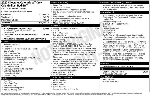 Used 2022 Chevrolet Colorado W/T w/ WT Convenience Package image 28