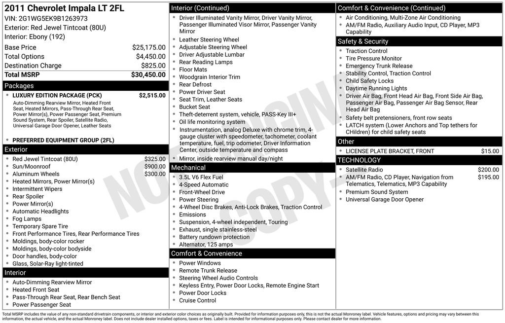 Used 2011 Chevrolet Impala LT w/ Luxury Edition Package FWD image 35