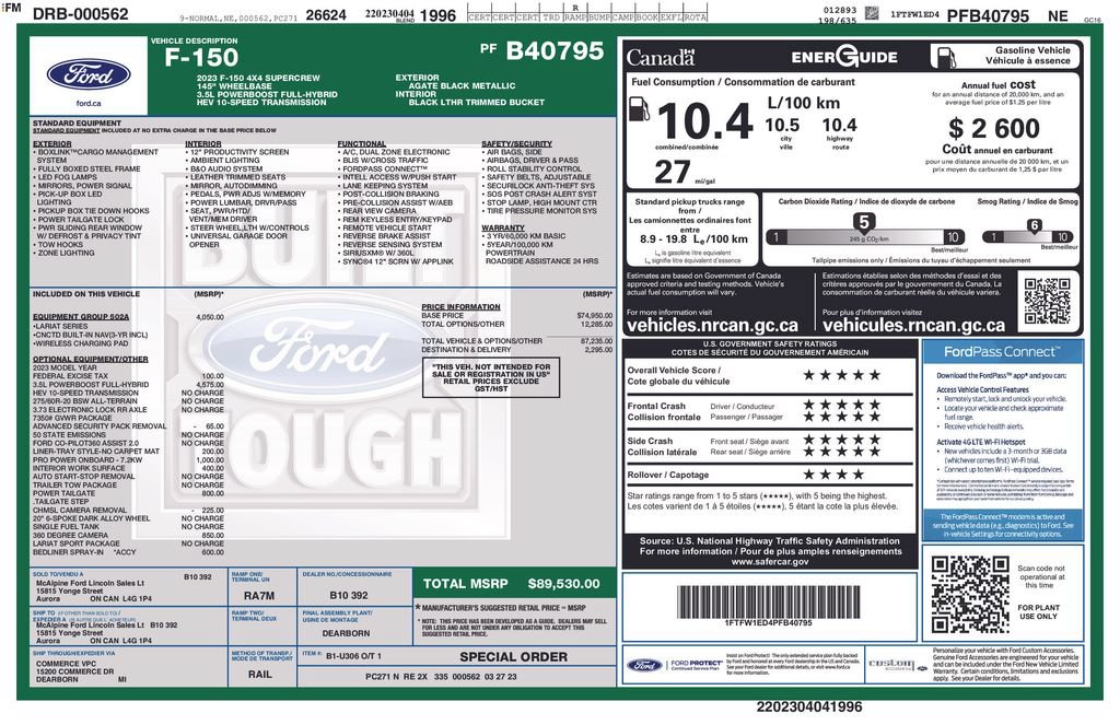 Used 2023 Ford F150 Lariat w/ Equipment Group 502A High AWD/4WD image 65