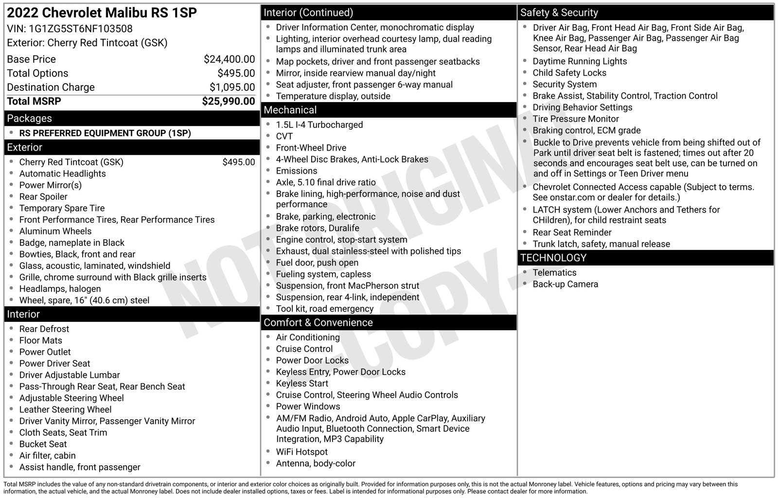 Used 2022 Chevrolet Malibu RS FWD image 3