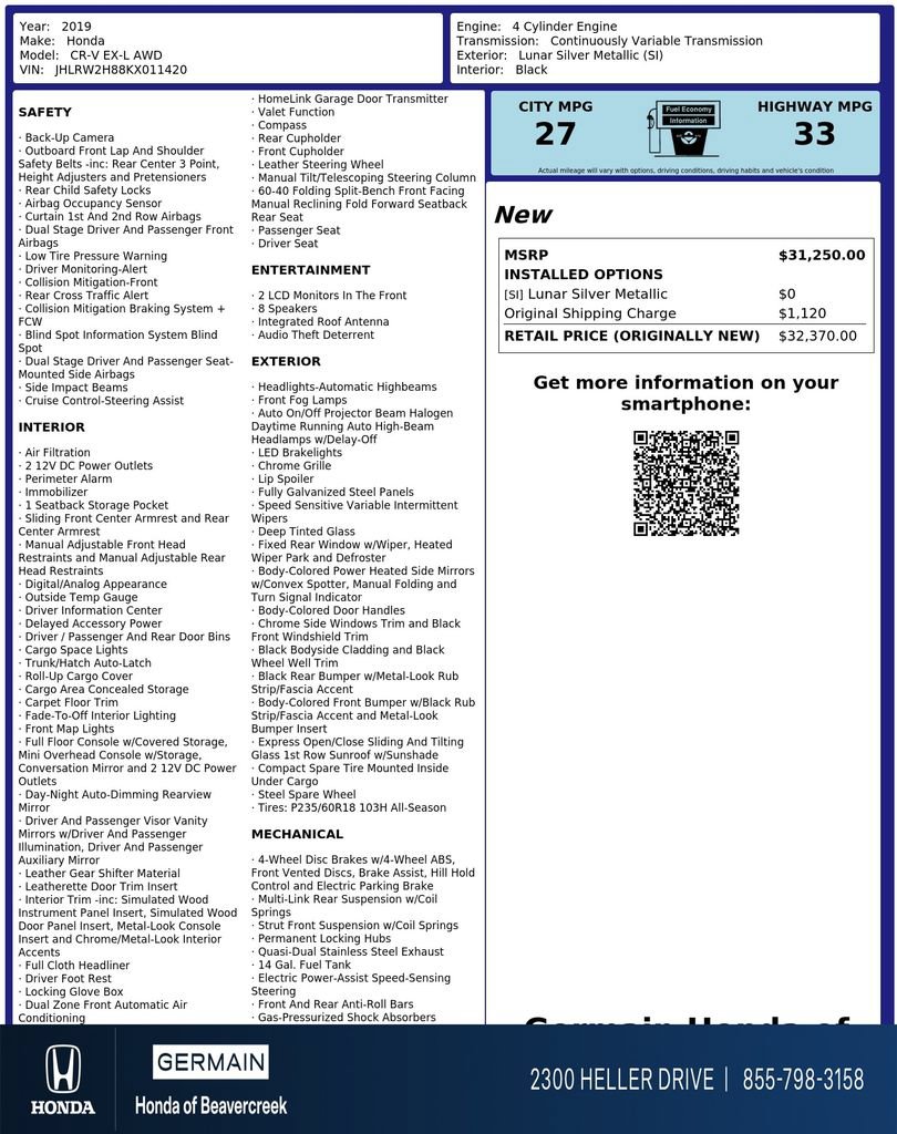 Certified 2019 Honda CR-V EX-L image 31