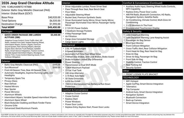 New 2026 Jeep Grand Cherokee Altitude AWD/4WD image 31