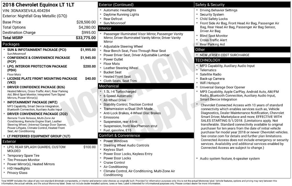 Certified 2018 Chevrolet Equinox LT w/ Sun & Infotainment Package AWD/4WD image 5