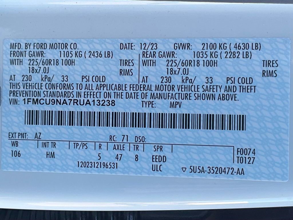 Used 2024 Ford Escape ST-Line Select w/ Tech Pack #1 image 58