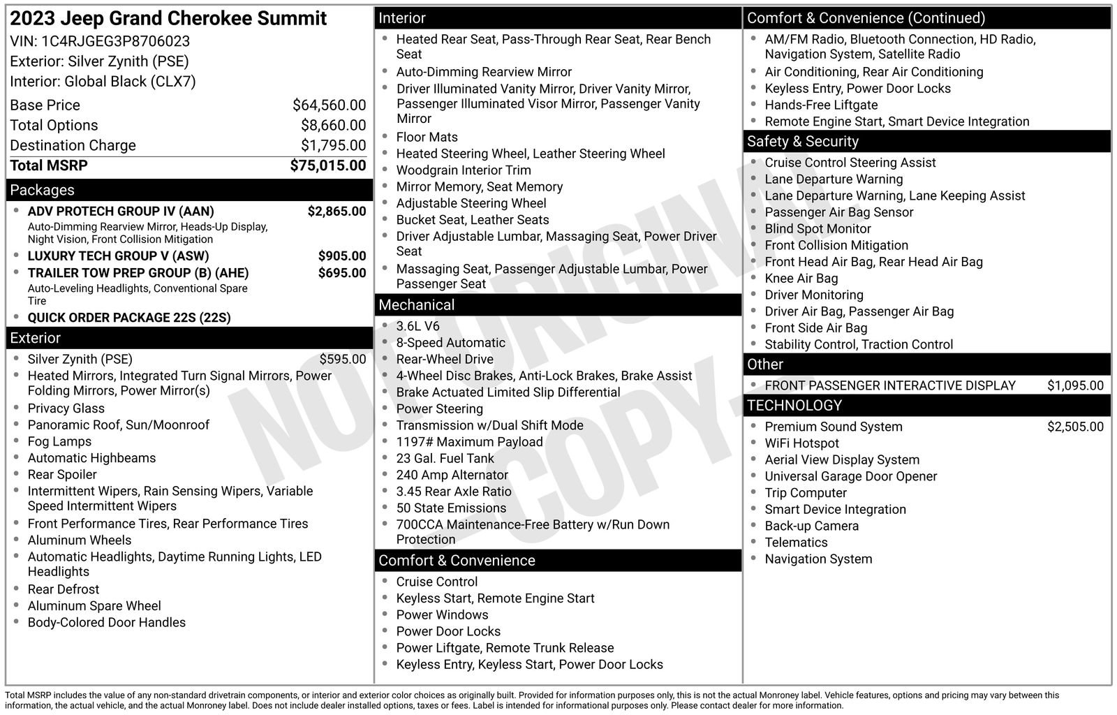 Used 2023 Jeep Grand Cherokee Summit w/ Adv Protech Group IV RWD image 48