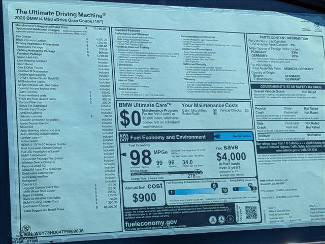 New 2026 BMW i4 M60 w/ Premium Package AWD/4WD image 20