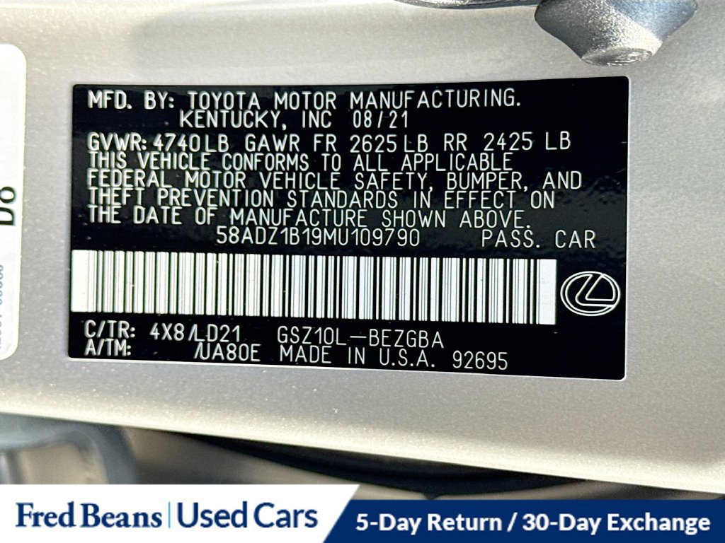 Used 2021 Lexus ES 350 w/ Premium Package FWD image 38