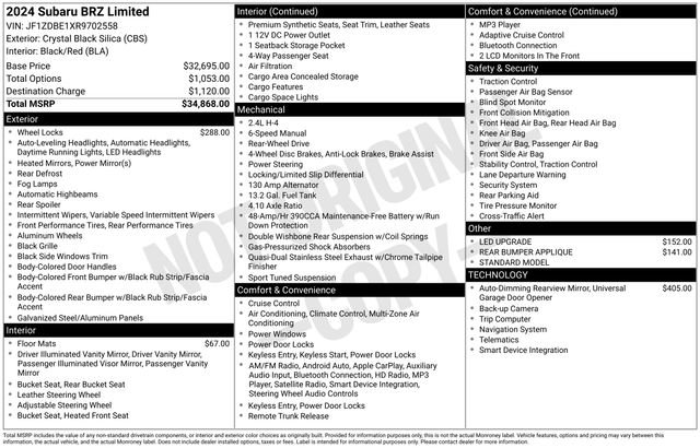 Used 2024 Subaru BRZ Limited image 33