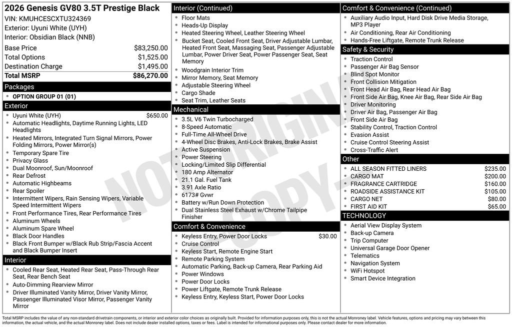 New 2026 Genesis GV80 3.5T Prestige AWD/4WD image 4
