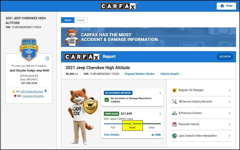 Used 2021 Jeep Cherokee High Altitude AWD/4WD image 12