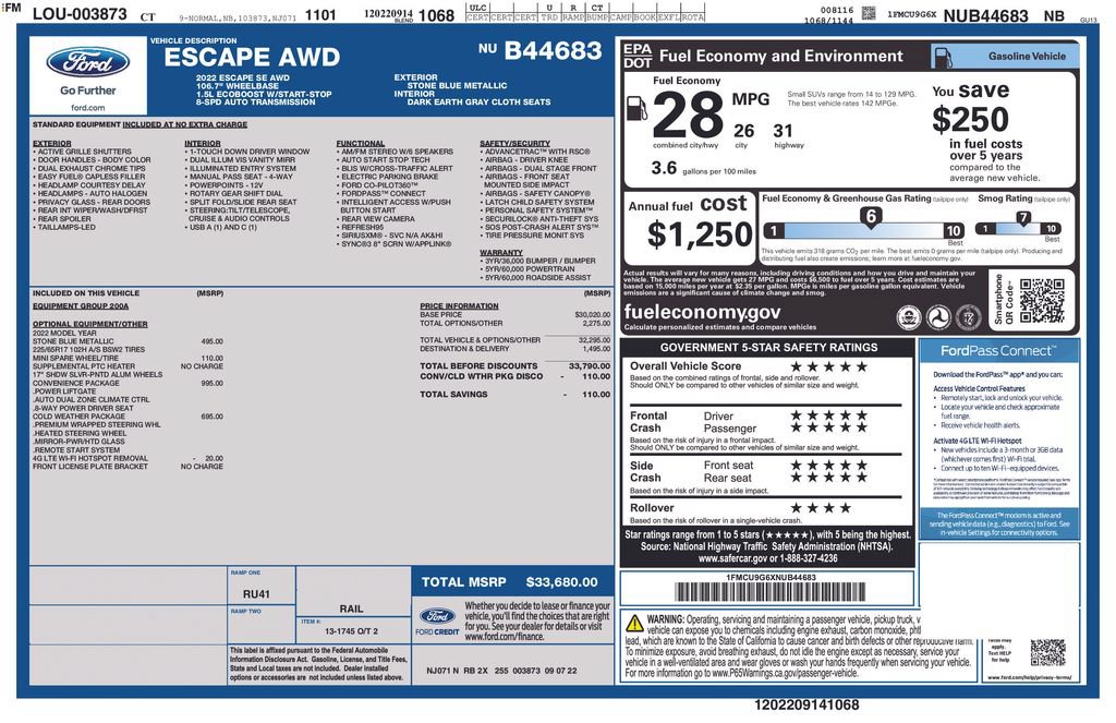 Certified 2022 Ford Escape SE w/ Convenience Package AWD/4WD image 40