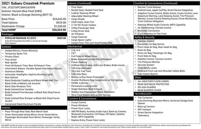 Used 2021 Subaru Crosstrek 2.0i Premium w/ Popular Package #2 image 25