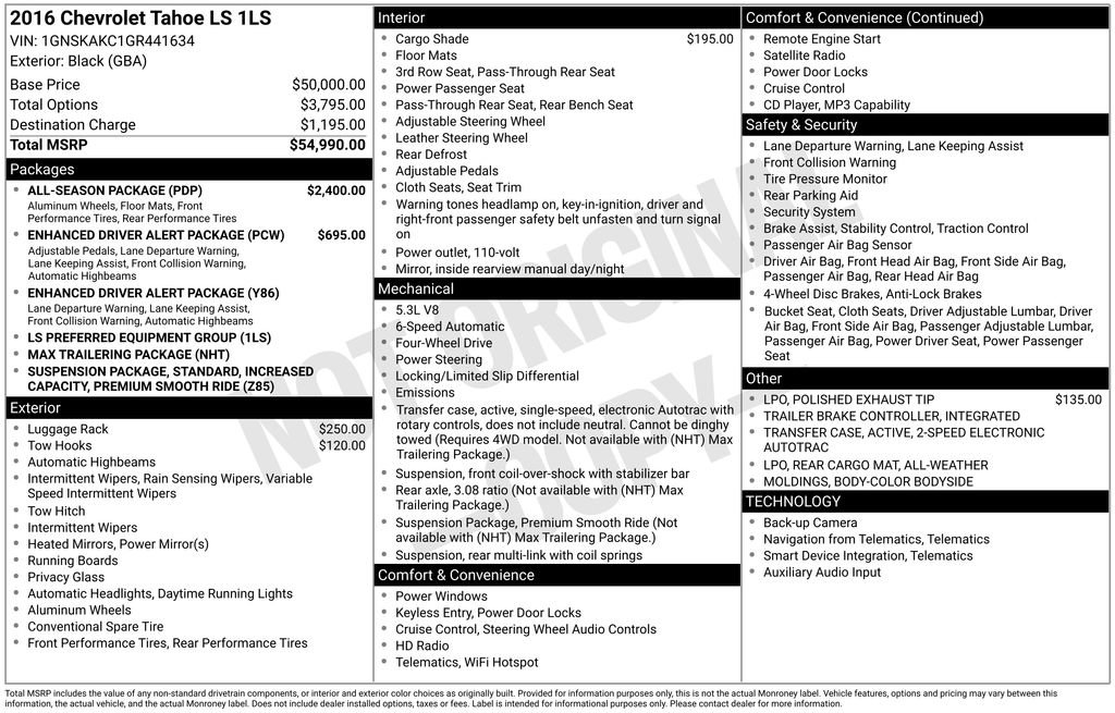Used 2016 Chevrolet Tahoe LS w/ All-Season Package AWD/4WD image 38