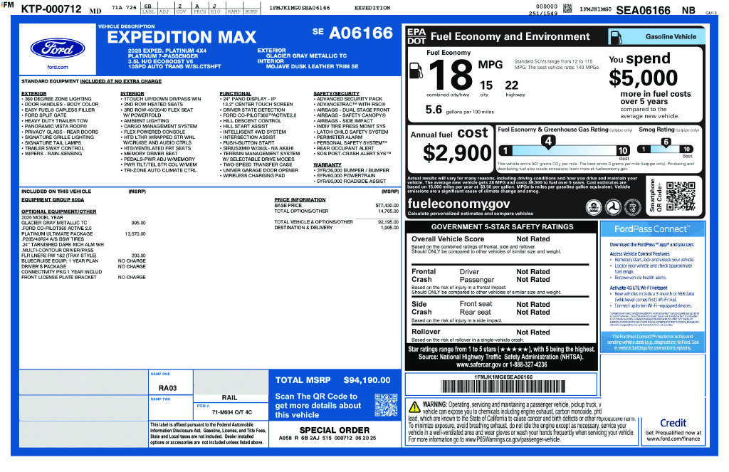 Certified 2025 Ford Expedition Max Platinum w/ Platinum Ultimate Package AWD/4WD image 6