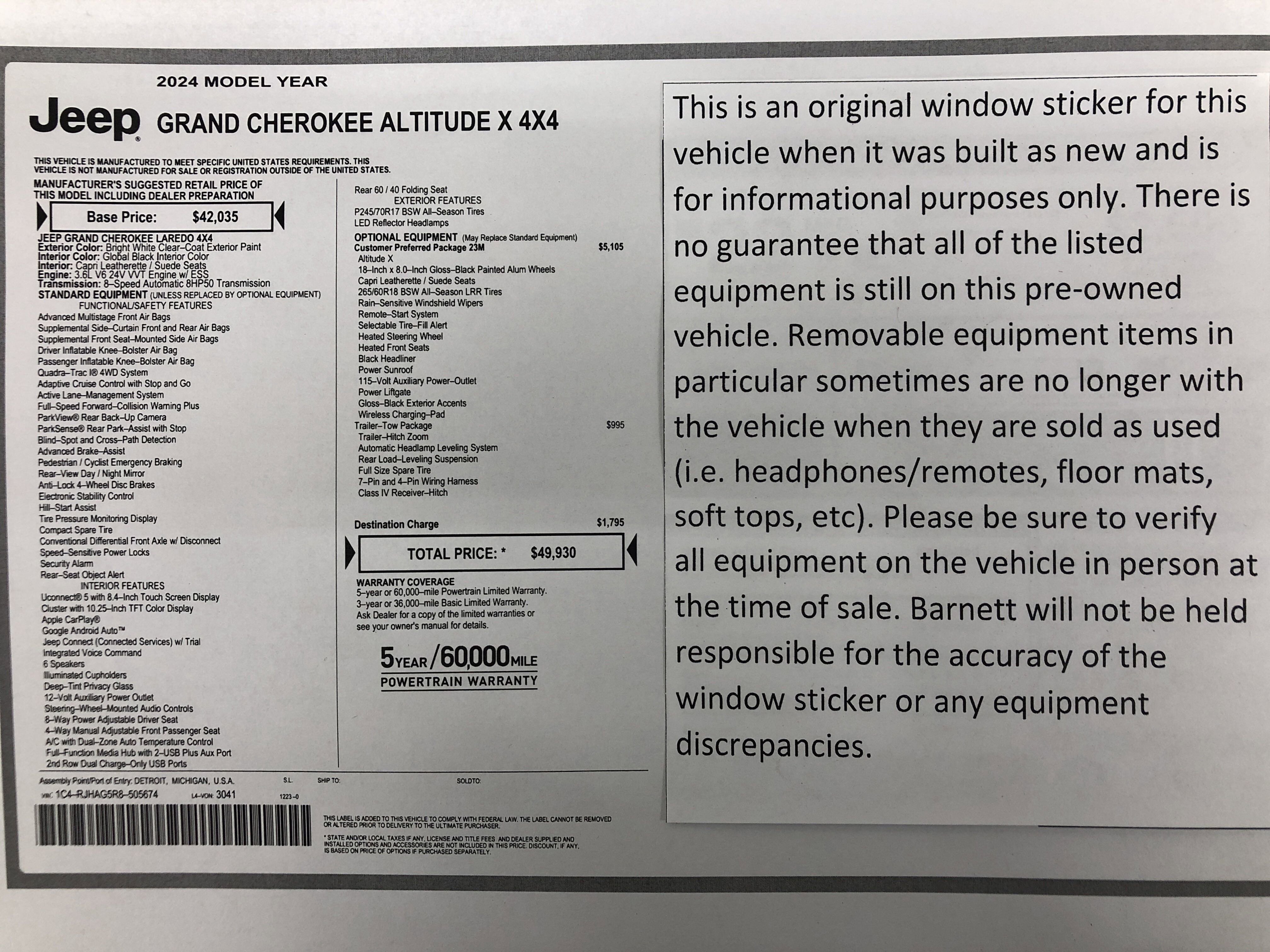 Used 2024 Jeep Grand Cherokee Altitude image 2