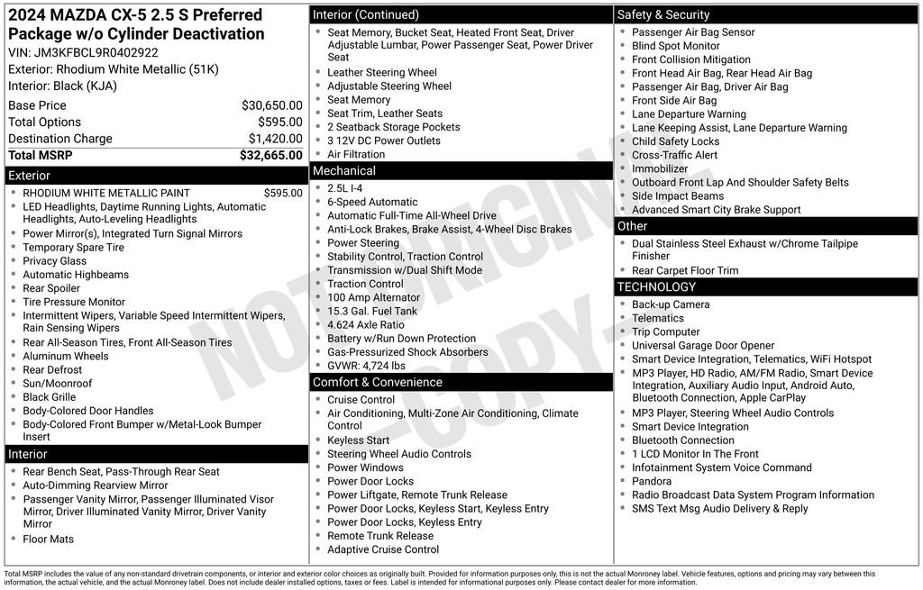 Certified 2024 MAZDA CX-5 AWD 2.5 S w/ Preferred Package image 24
