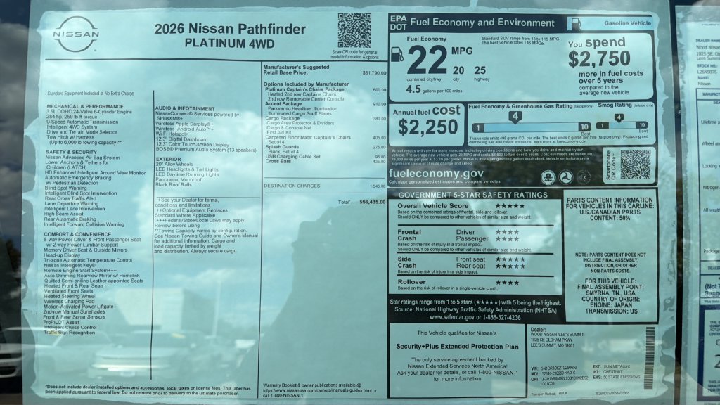 New 2026 Nissan Pathfinder Platinum AWD/4WD image 57