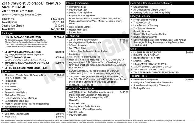 Used 2016 Chevrolet Colorado LT w/ Luxury Package, Chrome image 31