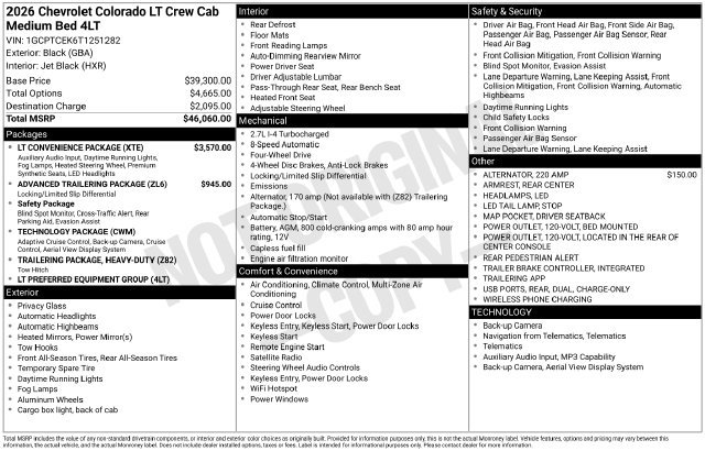 New 2026 Chevrolet Colorado LT w/ LT Convenience Package AWD/4WD image 5