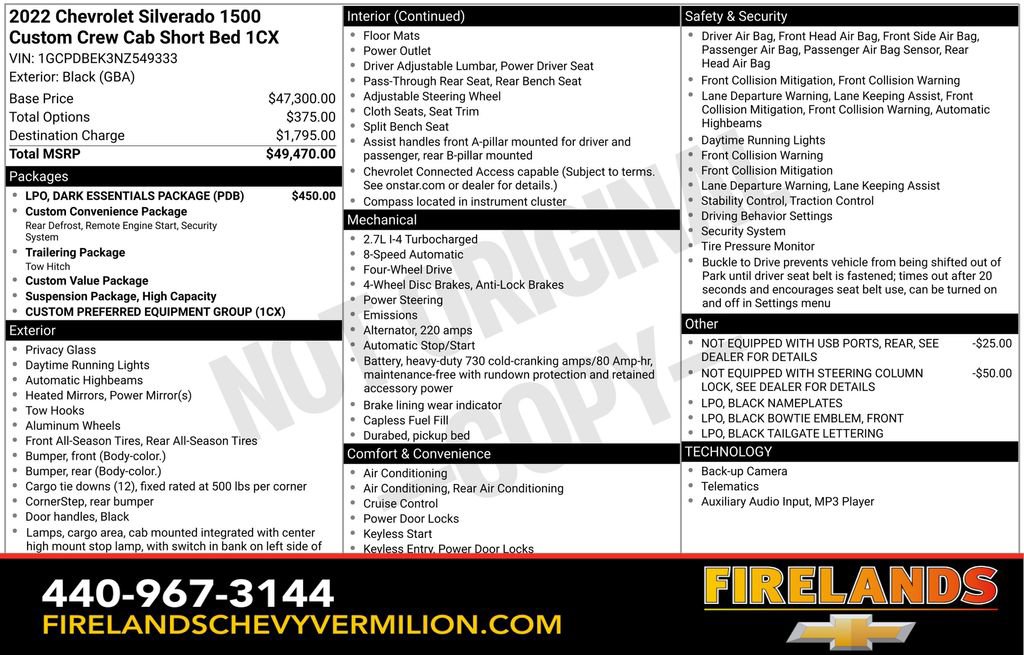 Used 2022 Chevrolet Silverado 1500 Custom w/ LPO, Dark Essentials Package image 2