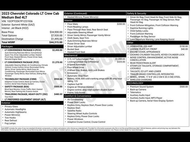 Used 2023 Chevrolet Colorado LT w/ LT Convenience Package II AWD/4WD image 49