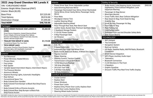 Certified 2022 Jeep Grand Cherokee Laredo X AWD/4WD image 43