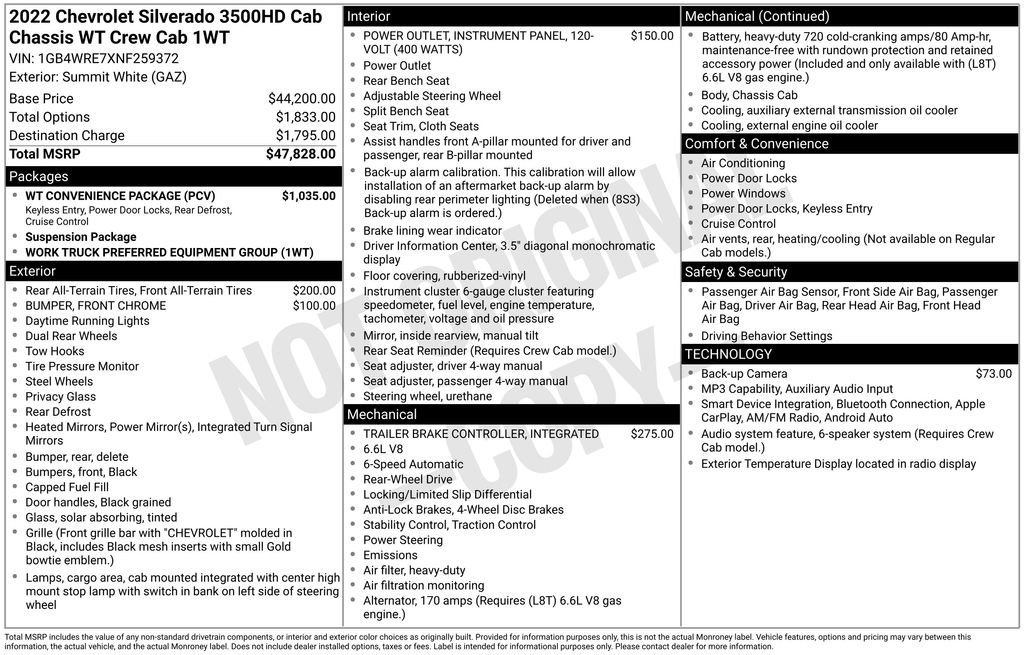 Used 2022 Chevrolet Silverado 3500 W/T w/ WT Convenience Package RWD image 40