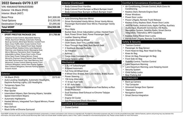 Used 2022 Genesis GV70 2.5T w/ Sport Prestige Package image 2