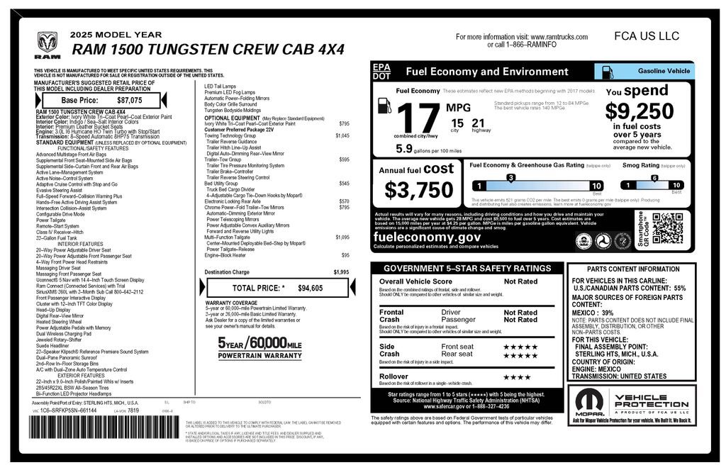 Certified 2025 RAM 1500 Tungsten w/ Towing Technology Group AWD/4WD image 4