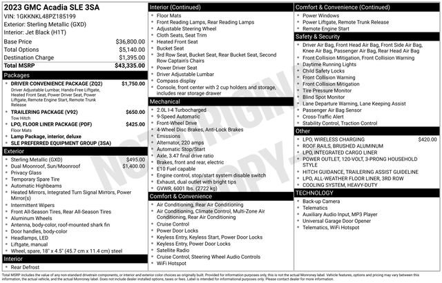 Used 2023 GMC Acadia SLE w/ Driver Convenience Package image 5